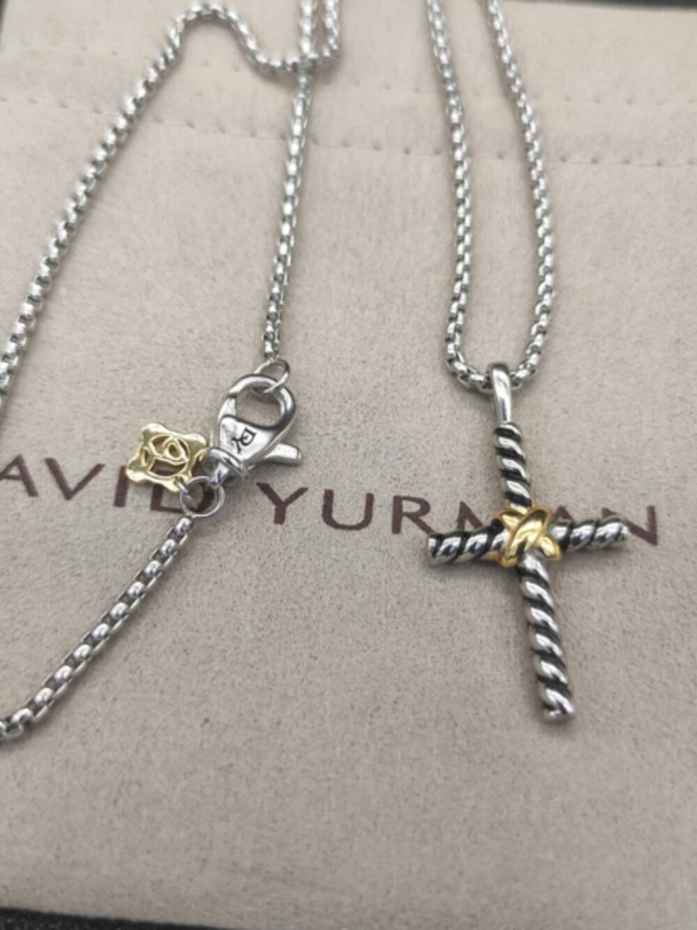 David Yurman Small Color-Separated Cross Necklace